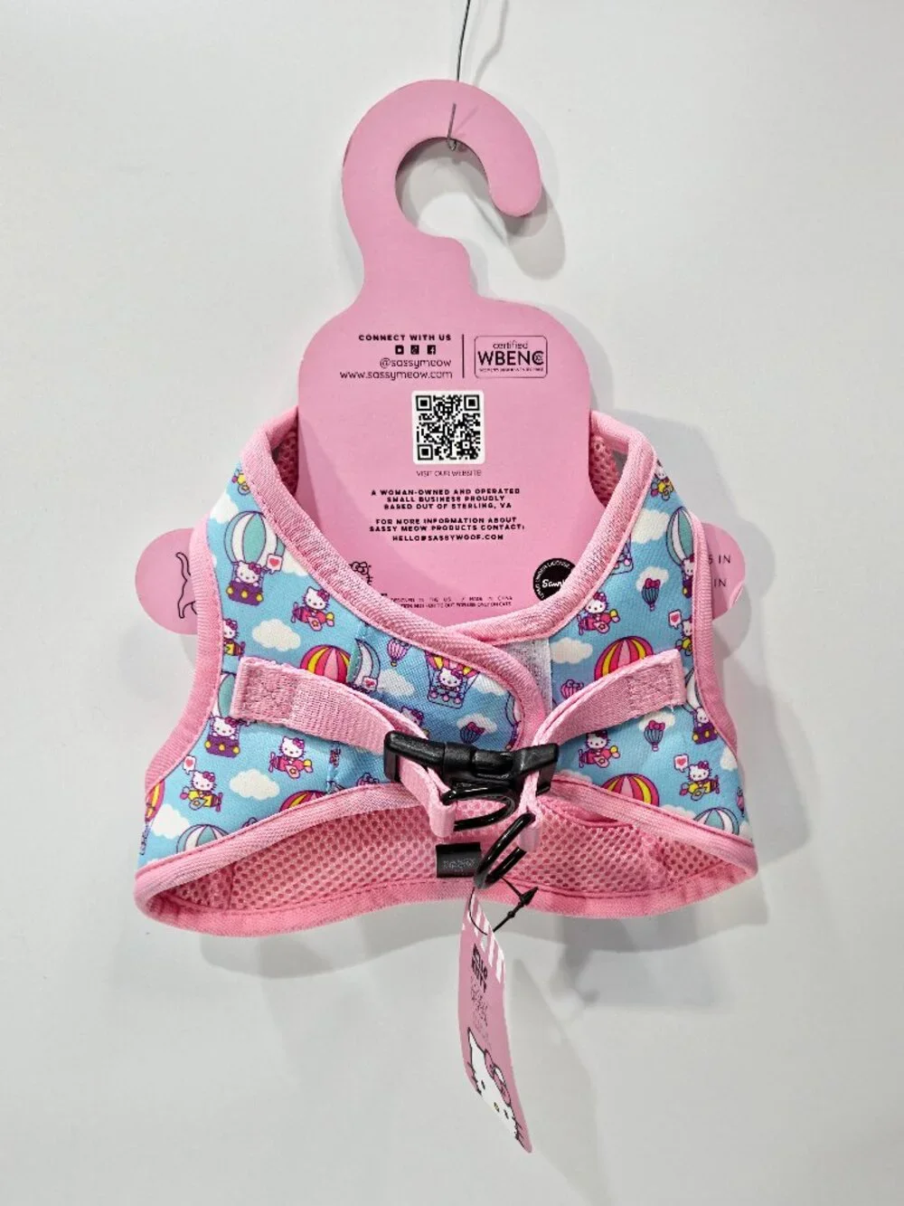 Sassy Meow, Hello Kitty Cat Harness, MD, Pink w/Blue, NEW
